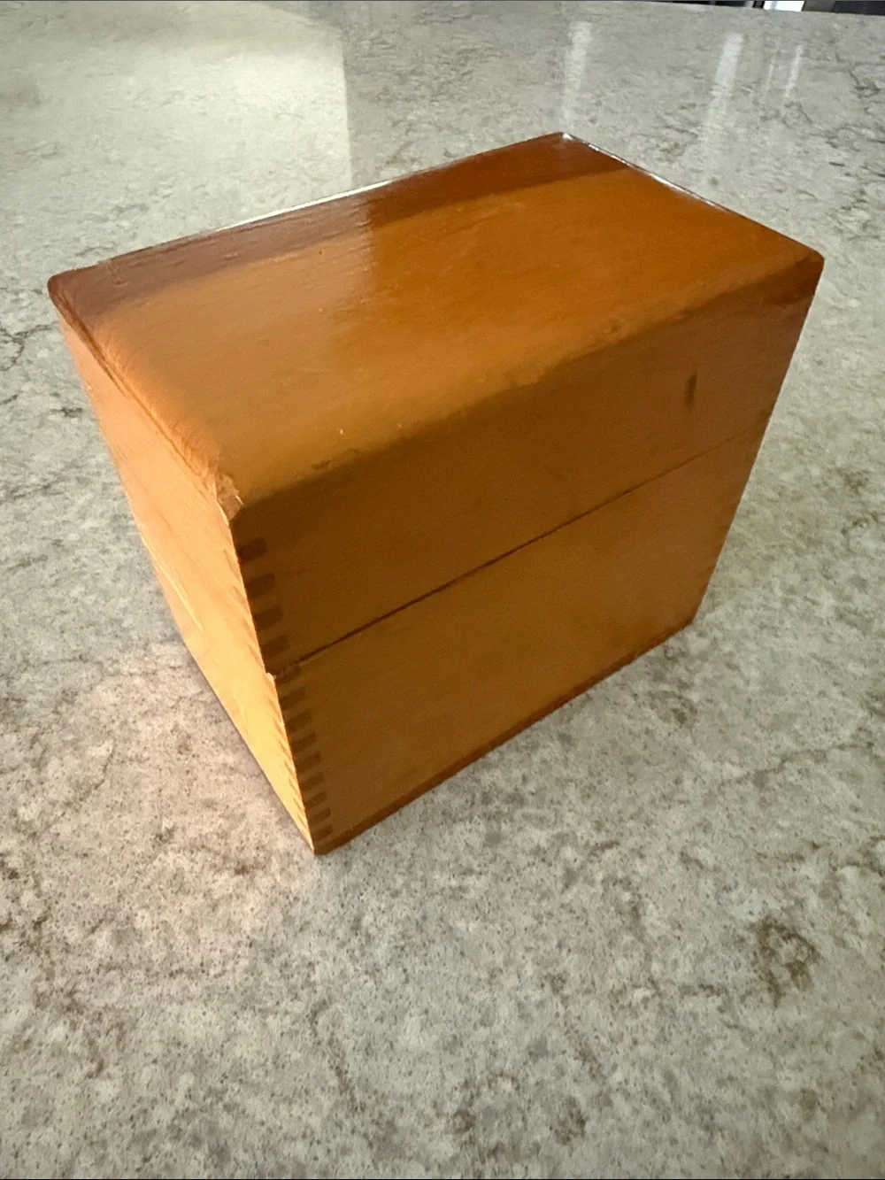 Vintage Wooden Recipe Box with Dovetail Joints Warm Honey Finish
